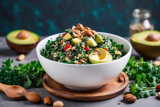 Warme Farro-Bowl mit geröstetem Brokkoli und Avocado-Dressing